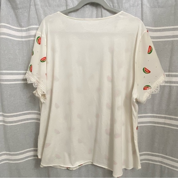 VAN HEUSEN / Watermelon Novelty Print Short Sleeve Blouse Size XXL - Picture 2 of 8